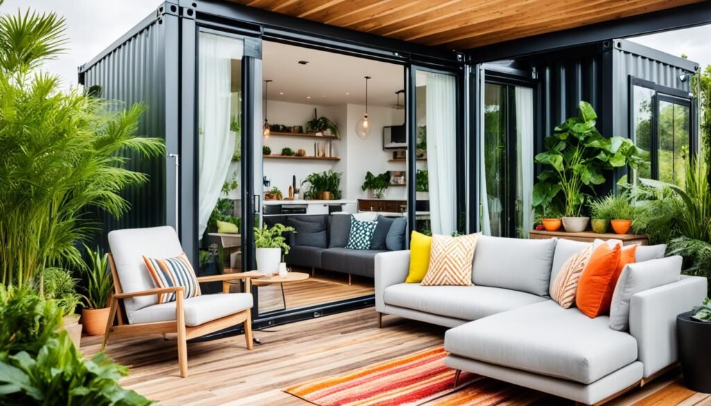 container home with sliding doors